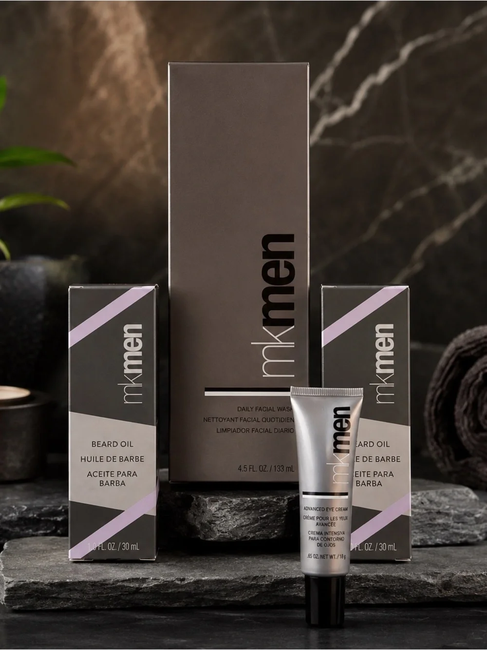 MKMen Men’s Skincare & Grooming Set – 4 Piece Bundle